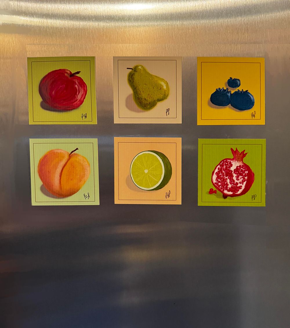 "Fruit #1" Refrigerator Magnets 3x3